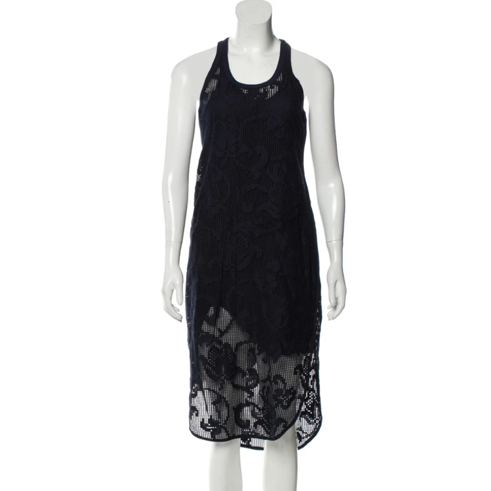 Rag & Bone Navy Mesh Midi Length Dress - XXS